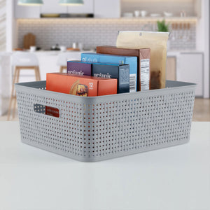 Sterilite 14'' x 11.5'' x 5'' Woven Rectangular Short Basket Organizer (6 Pack)