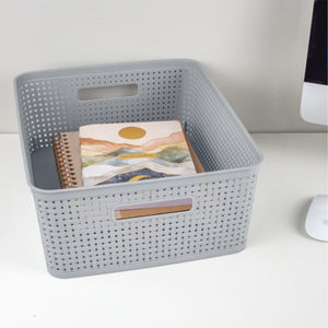 Sterilite 14'' x 11.5'' x 5'' Woven Rectangular Short Basket Organizer (18 Pack)