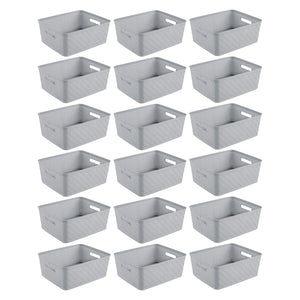 Sterilite 14'' x 11.5'' x 5'' Woven Rectangular Short Basket Organizer (18 Pack)