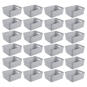 Sterilite 14'' x 11.5'' x 5'' Woven Rectangular Short Basket Organizer (24 Pack)