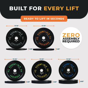 BalanceFrom Fitness 260 Pound Olympic Bumper Strength Training Weight Plate Set