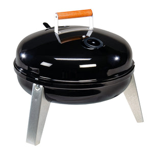 Americana Lock N Go Portable Charcoal Grill with Locking Hood & Bowl, Black