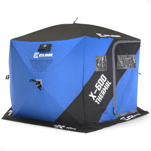 CLAM X-600 Portable 11.5 Ft 6 Person Pop Up Ice Fishing Thermal Hub Shelter Tent