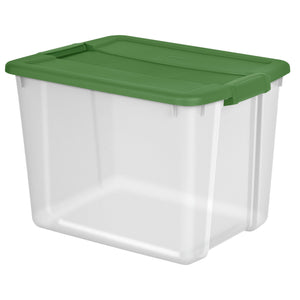 Sterilite 12 Gal Latching Lid Holiday Storage Tote Organizer Bin, Green, 4 Pack