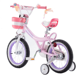 RoyalBaby Jenny Princess 14" Kids Bike w/Training Wheels, Basket & Bell, Pink EL - TRAPSKI