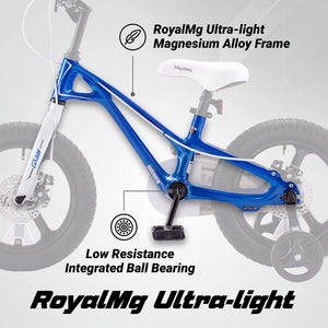 RoyalBaby RoyalMg Galaxy Fleet 16 Inch Kids Bicycle with Training Wheels, Blue - TRAPSKI