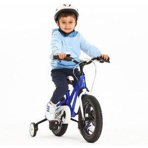 RoyalBaby RoyalMg Galaxy Fleet 16 Inch Kids Bicycle with Training Wheels, Blue - TRAPSKI