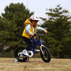 RoyalBaby RoyalMg Galaxy Fleet 16 Inch Kids Bicycle with Training Wheels, Blue - TRAPSKI