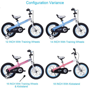 RoyalBaby Buttons 16'' Kids Bike with Kickstand & Training Wheels, Matte Blue