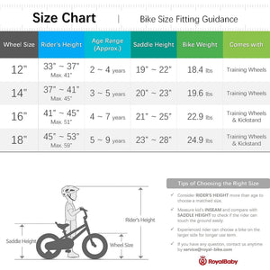 RoyalBaby Chipmunk 14" Toddler Kids Bike with Training Wheels & Bell, Blue - TRAPSKI