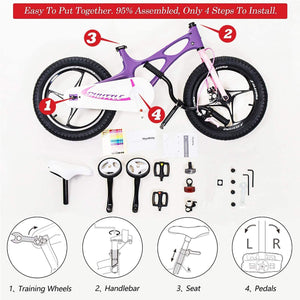 RoyalBaby Space Shuttle 14" Magnesium Alloy Kids Bike w/ Training Wheels, Purple