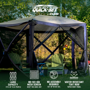 CLAM Quick Set Venture Canopy, Blue + Clam Quick Set Screen Hub Tent (2 Pack)
