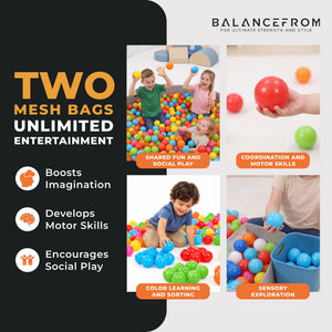 BalanceFrom Fitness 2.3" Play Pit Balls with Storage Bag, Multicolor (2 Pack)