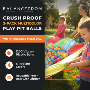 BalanceFrom Fitness 2.3" Play Pit Balls with Storage Bag, Multicolor (3 Pack)