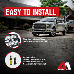 AMERICAN MODIFIED Raptor Front Hood Mesh Grille Compatible with 15-17 Ford F150