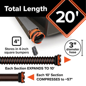 Camco RhinoEXTREME 20 Ft Sewer Hose Kit with 360 Degree Clear Swivel Wye Fitting