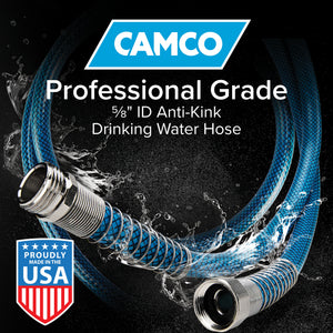 Camco TastePURE 25 Foot No Kink Heavy Duty PVC Premium Drinking Water Hose, Blue