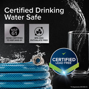 Camco TastePURE 25 Foot No Kink Heavy Duty PVC Premium Drinking Water Hose, Blue