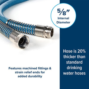 Camco TastePURE 25 Foot No Kink Heavy Duty PVC Premium Drinking Water Hose, Blue