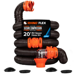 Camco RhinoFLEX 20 Foot RV Sewer Hose Kit with Pre Attached Bayonet Fittings
