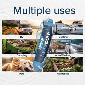 Camco TastePURE 20 Micron Camper RV Water Filter w/GAC & KDF Filtration (4-Pack)
