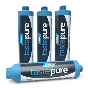 Camco TastePURE 20 Micron Camper RV Water Filter w/GAC & KDF Filtration (4-Pack)