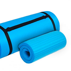 BalanceFrom Yoga Mat with Knee Pad, Yoga Blocks, Carrying Strap, and Extra 1-Inch Foam, Exercise Mat for Gym or Home Workout, 71" x 24", Blue