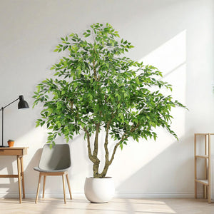 Artificial Banyan Tree With A Trunk And Lifelike Leaves, For Indoor And Outdoor Use - Green