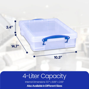 Really Useful Box 4L Storage Container with Lid and Clip Lock Handles, (3 Pack)