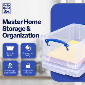Really Useful Box 9L Storage Container with Snap Lid & Clip Lock Handle (3 Pack)