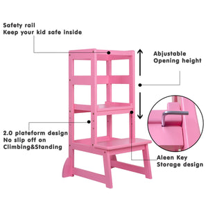 SDADI LT05E Mother's Helper Adjustable Height Kids Kitchen Step Stool, Pink