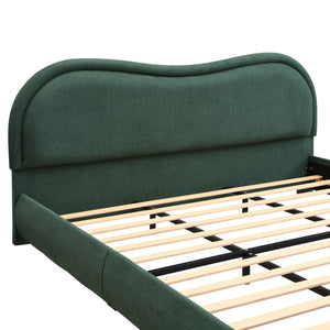 King Size Upholstered Platform Bed Frame with Rounded Corners
