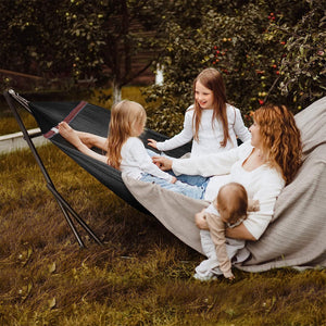 Tranquillo Universal 106.5" Double Hammock with Adjustable Stand and Bag, Black - TRAPSKI