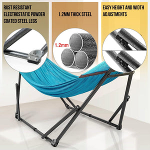 Tranquillo Universal 106.5" Double Hammock with Adjustable Stand and Bag, Sky
