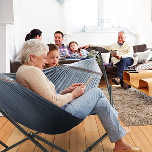 Tranquillo Universal 106.5" Double Hammock with Adjustable Stand and Bag, Gray