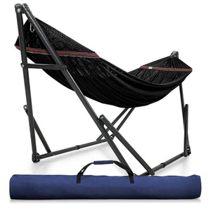 Tranquillo Universal 116" Double Hammock with Adjustable Stand and Bag, Black - TRAPSKI