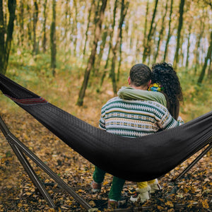 Tranquillo Universal 116" Double Hammock with Adjustable Stand and Bag, Black - TRAPSKI