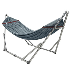 Tranquillo Universal 106" Double Hammock with Adjustable Stand and Bag, Grey - TRAPSKI