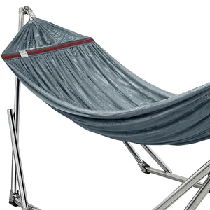 Tranquillo Universal 106" Double Hammock with Adjustable Stand and Bag, Grey - TRAPSKI