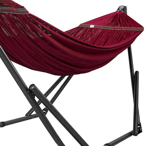 Tranquillo Universal 116" Double Hammock with Adjustable Stand and Bag, Red - TRAPSKI