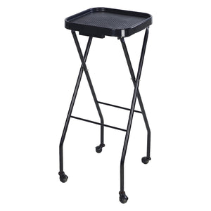 PureSana Chromium Professional Foldaway Salon Service Tray with Wheels, Black - TRAPSKI
