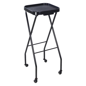 PureSana Chromium Professional Foldaway Salon Service Tray with Wheels, Black - TRAPSKI
