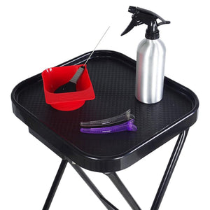 PureSana Chromium Professional Foldaway Salon Service Tray with Wheels, Black - TRAPSKI