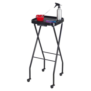 PureSana Chromium Professional Foldaway Salon Service Tray with Wheels, Black - TRAPSKI