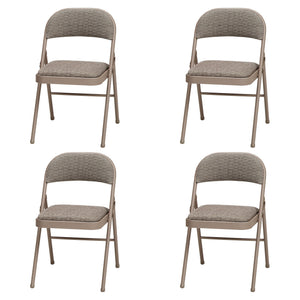 MECO Sudden Comfort Deluxe Courtyard Fabric Padded Folding Chair, (Set of 4)