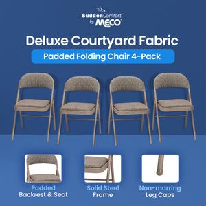 MECO Sudden Comfort Deluxe Courtyard Fabric Padded Folding Chair, (Set of 4) - TRAPSKI