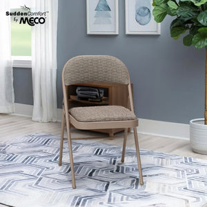 MECO Sudden Comfort Deluxe Courtyard Fabric Padded Folding Chair, (Set of 4)