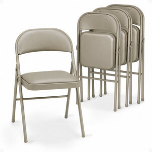 MECO Sudden Comfort Deluxe Chicory Lace Vinyl Padded Folding Chair, (Set of 4)