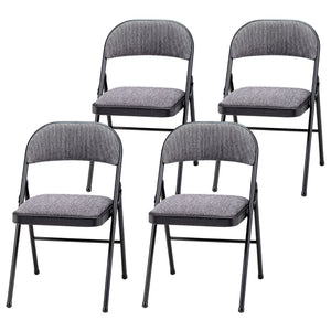MECO Sudden Comfort Deluxe Mist Fabric Padded Folding Chair, Black (Set of 4)