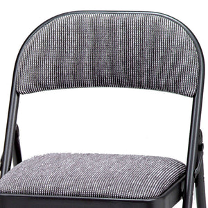 MECO Sudden Comfort Deluxe Mist Fabric Padded Folding Chair, Black (Set of 4)